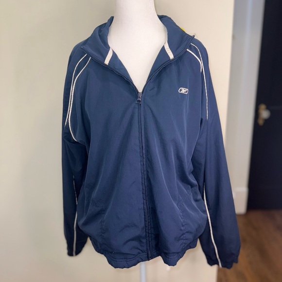Reebok Navy and White Y2K vintage Reebok jacket - Picture 1 of 8
